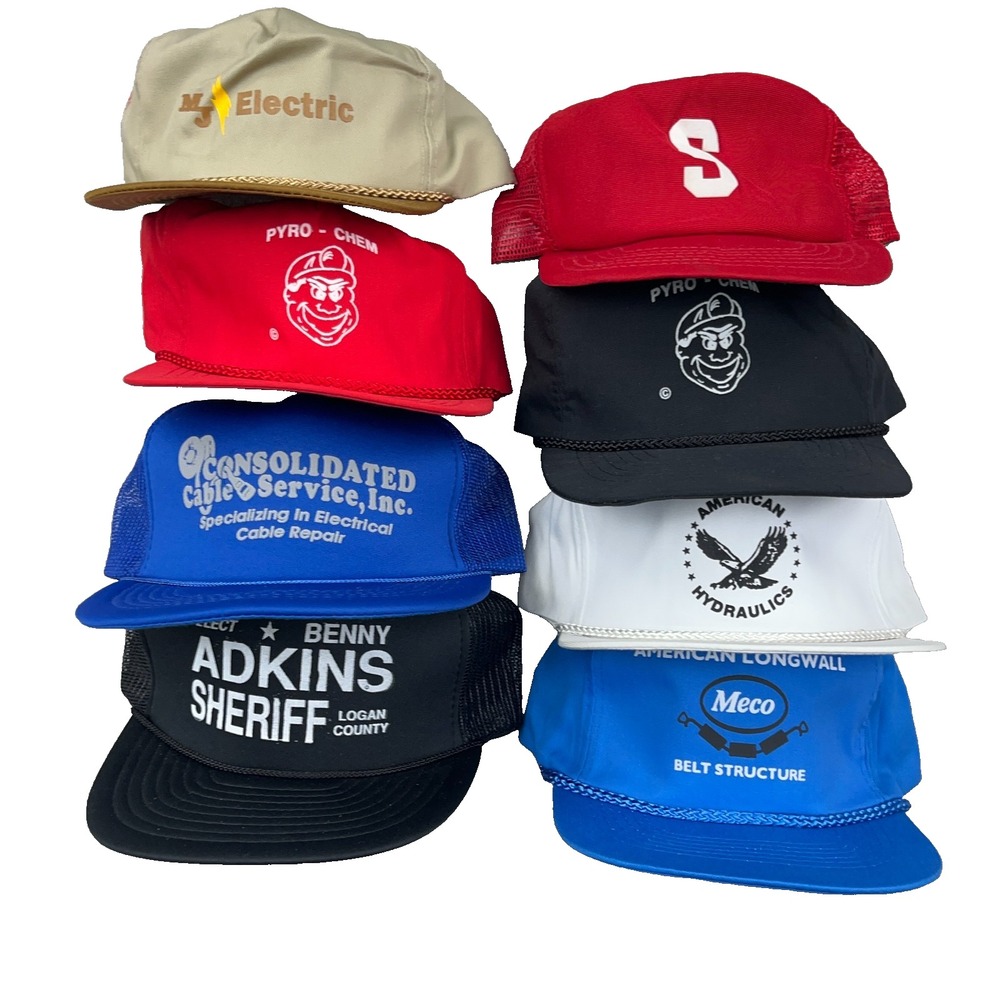 Vintage Trucker Hat Lot Snapback Cap 80s 90s USA Advertising Logo Rope NOS AE7
